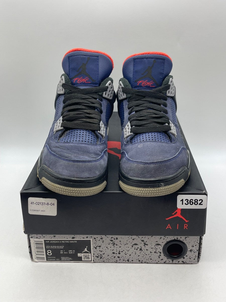 Jordan 4 Retro Winterized Loyal Blue 8 (Moderately Worn Pre-Owned)JordanLoyal Blue/White-Habanero Red-Black - Image 2