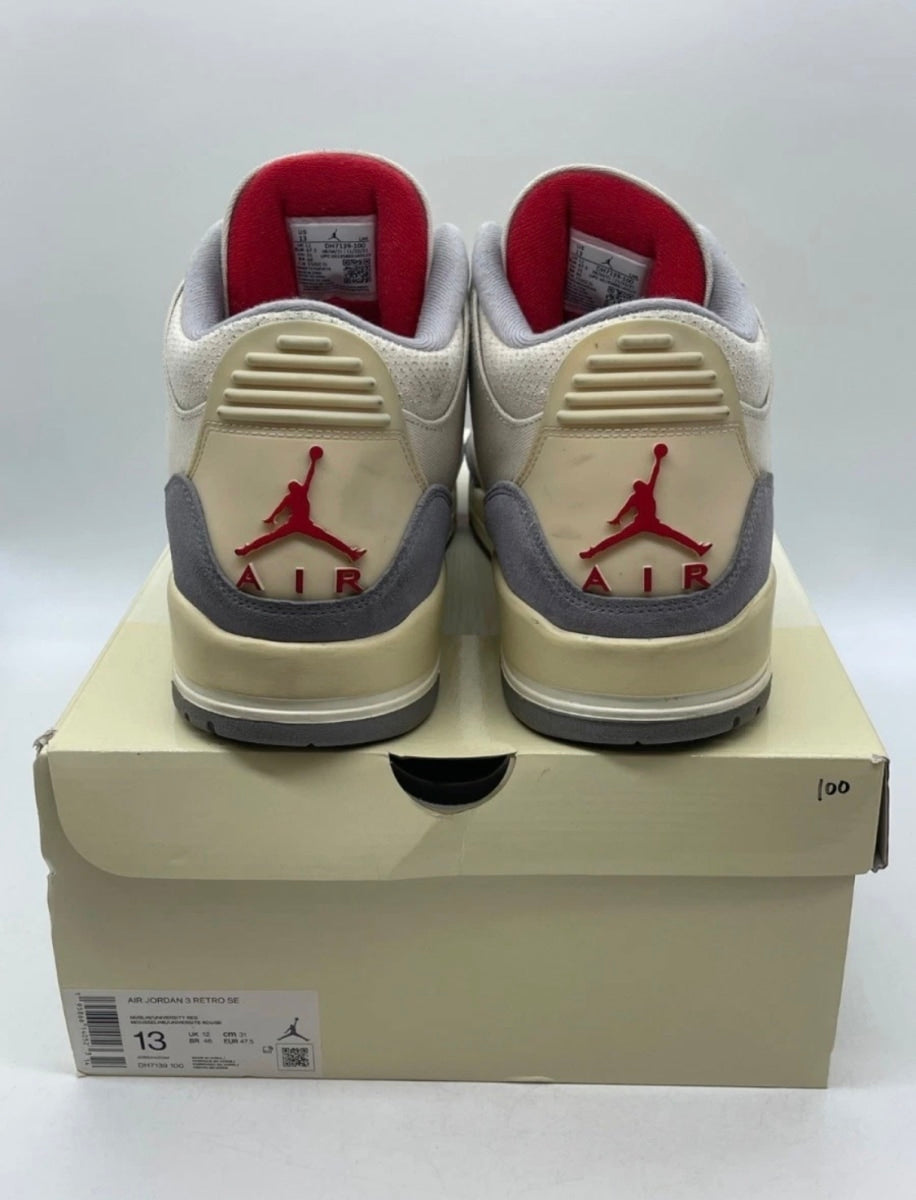 Jordan 3 Retro Muslin 13 (Moderately Worn Pre-Owned)JordanMuslin/University Red-Cement Grey-Sail - Image 3