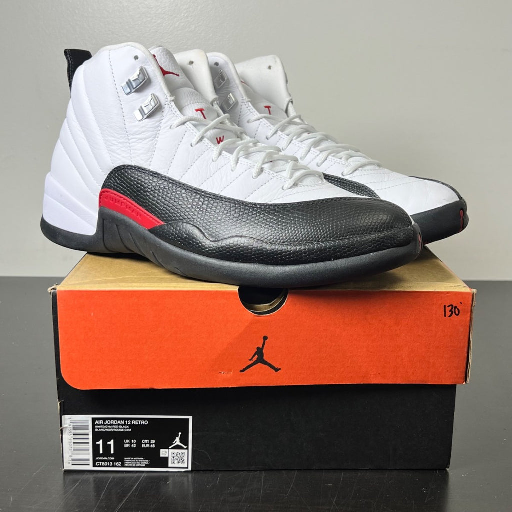 Jordan 12 Retro Taxi Flip 11 (Lightly Worn Pre-Owned)JordanWhite/Gym Red/Black - Image 1