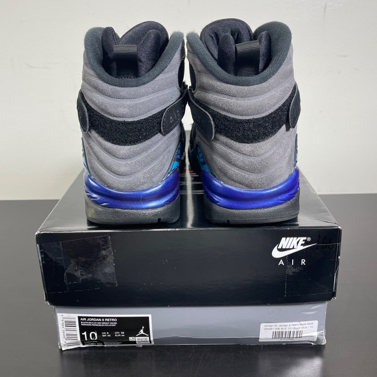 Jordan 8 Retro Aqua (2025) 10 (Moderately Worn Pre-Owned)JordanBlack/True Red-Iron Grey-Bright Concord-Aquatone - Image 4