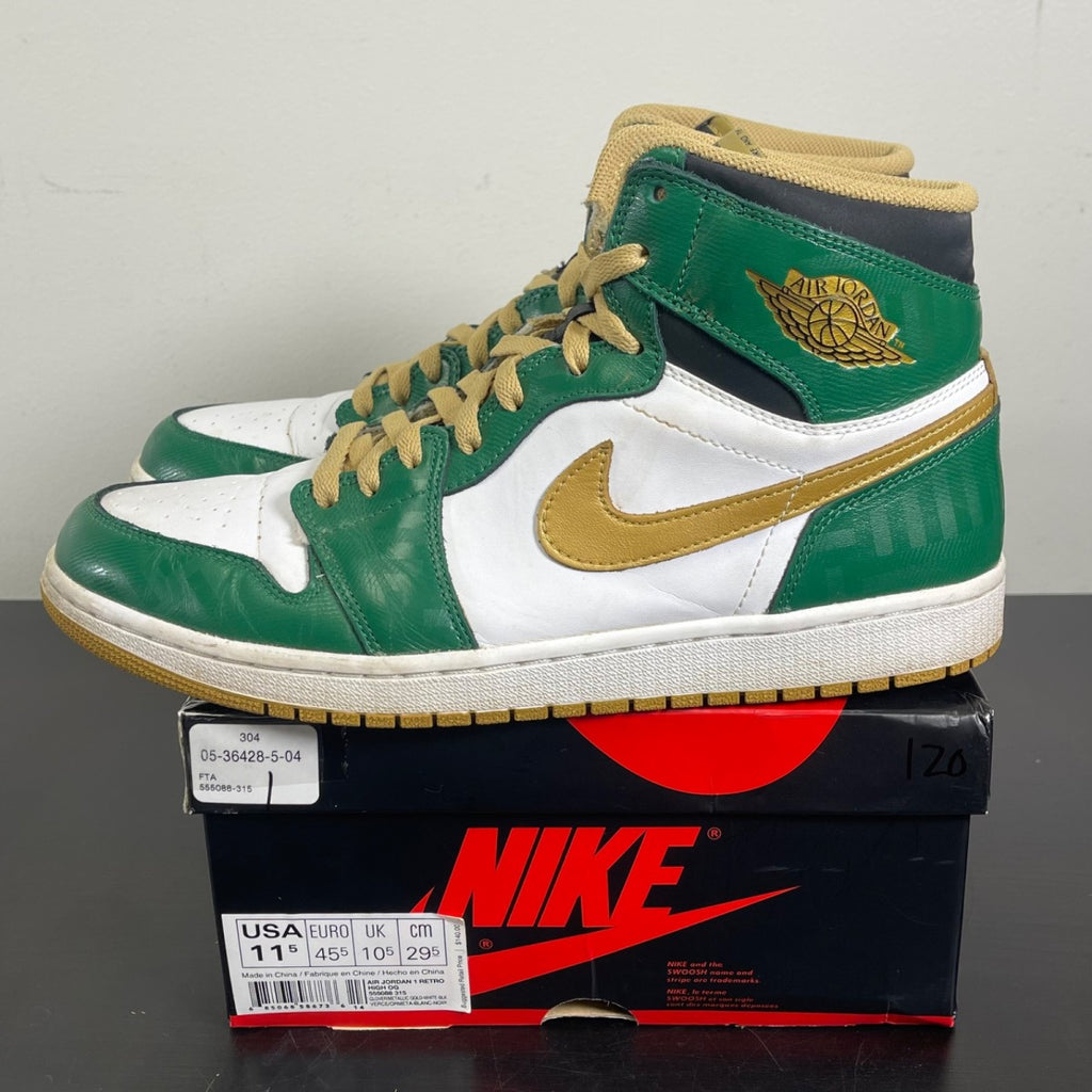 Jordan 1 OG Celtics 11.5 (Moderately Worn Pre-Owned)JordanClover/Metallic Gold/White/Black - Image 3