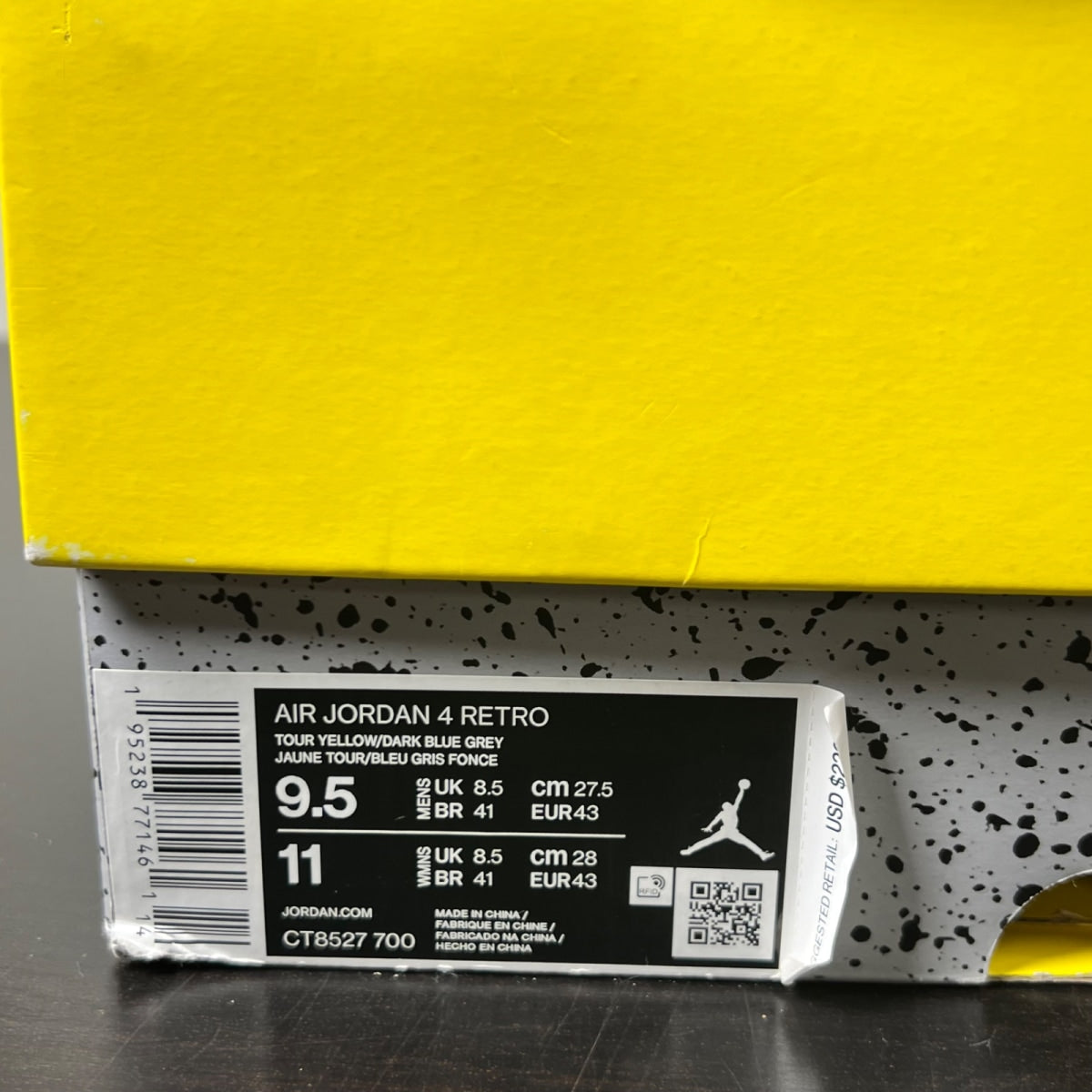 Jordan 4 Retro Lightning (2021) 9.5 (Moderately Worn Pre-Owned)JordanTour Yellow/White-Dark Blue Grey - Image 4