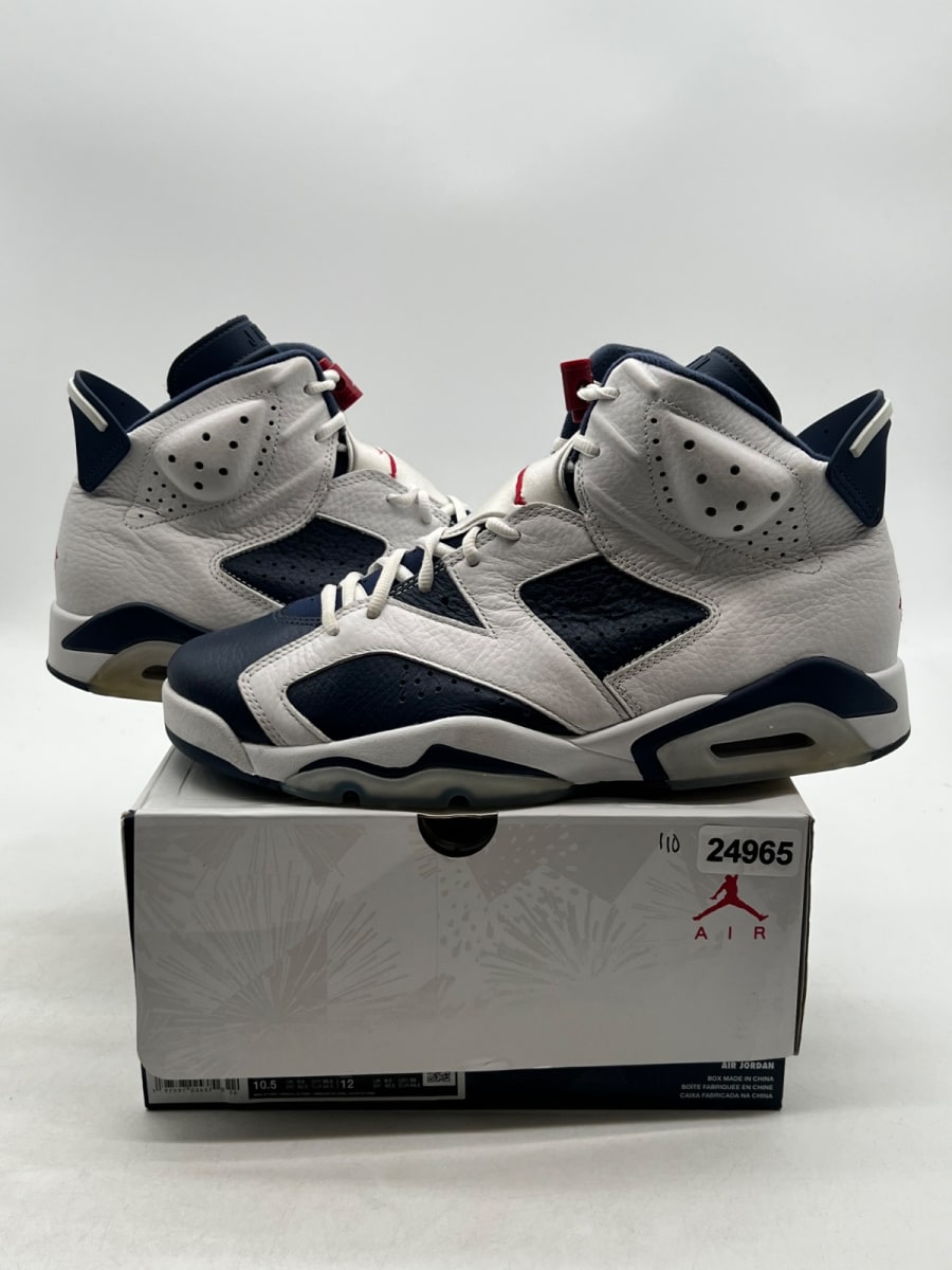 Jordan 6 Retro Olympic (2024) 10.5 (Lightly Worn Pre-Owned)JordanWhite/Varsity Red/Midnight Navy - Image 1