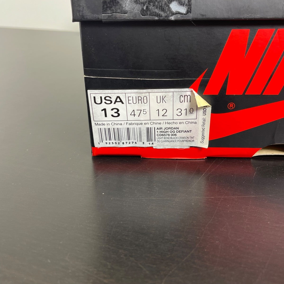 Jordan 1 Retro High OG Defiant SB NYC to Paris 13 (Moderately Worn Pre-Owned)JordanLight Bone/Black-Crimson Tint-Hyper Pink - Image 7
