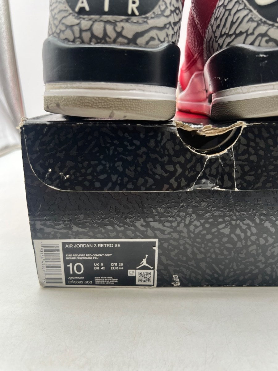 Jordan 3 Retro SE Unite 10 (Moderately Worn Pre-Owned)JordanFire Red/Fire Red-Cement Grey-Black - Image 4