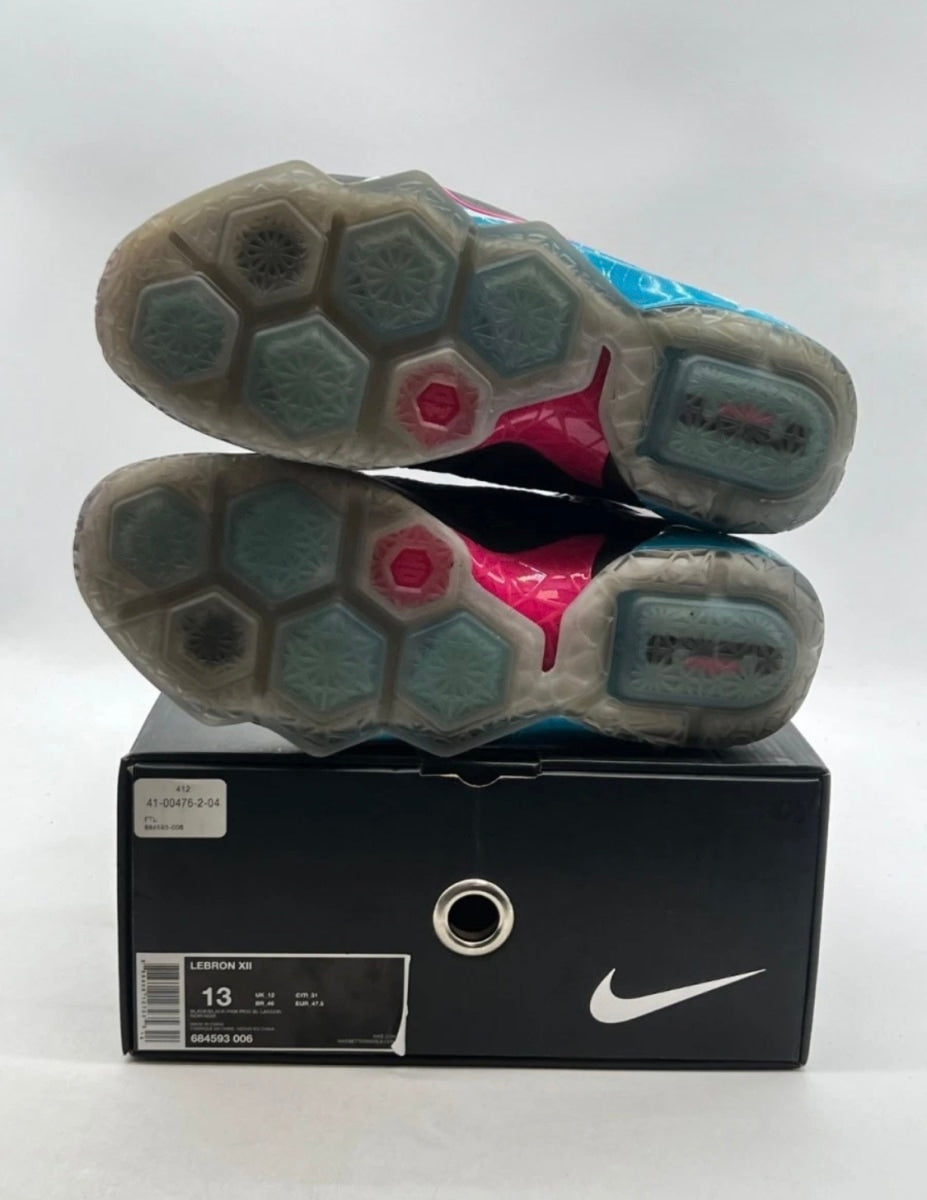 Nike LeBron 12 23 Chromosomes 13 (Moderately Worn Pre-Owned)NikeBlack/Pink Power-Blue Lagoon - Image 8