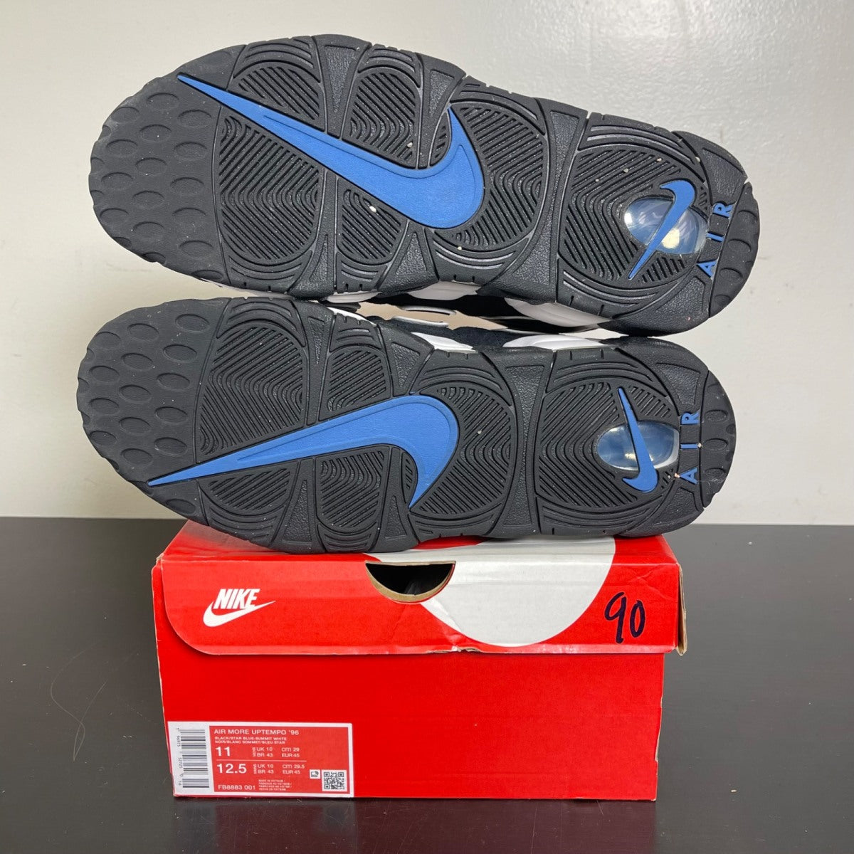 Nike Air More Uptempo 96 Black Star Blue 11 (Moderately Worn Pre-Owned)NikeBlack/Star Blue/Summit White/Sail - Image 5