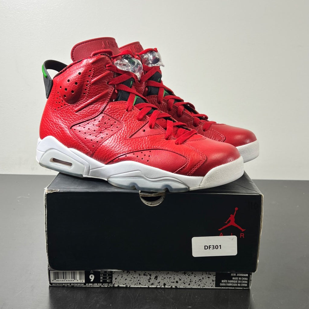 Jordan 6 Retro History of Jordan (Spiz'ike) 9 (Lightly Worn Pre-Owned)JordanVarsity Red/Classic Green-Black-White - Image 1