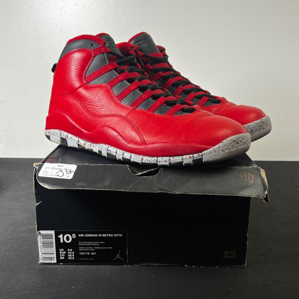 Jordan 10 Retro Bulls Over Broadway 10.5 (Moderately Worn Pre-Owned)JordanGym Red/Black-Wolf Grey - Image 1
