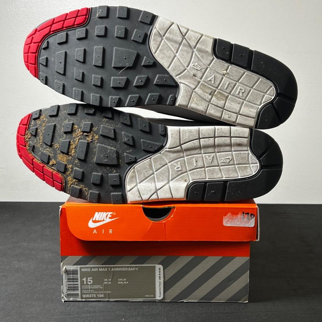 Nike Air Max 1 Anniversary Obsidian 15 (Moderately Worn Pre-Owned)NikeWhite/Dark Obsidian-Neutral Grey-Black - Image 5