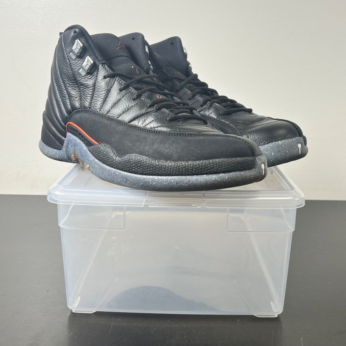 Jordan 12 Retro Utility 11 (Moderately Worn Pre-Owned)JordanBlack/Black-Bright Crimson-White - Image 1