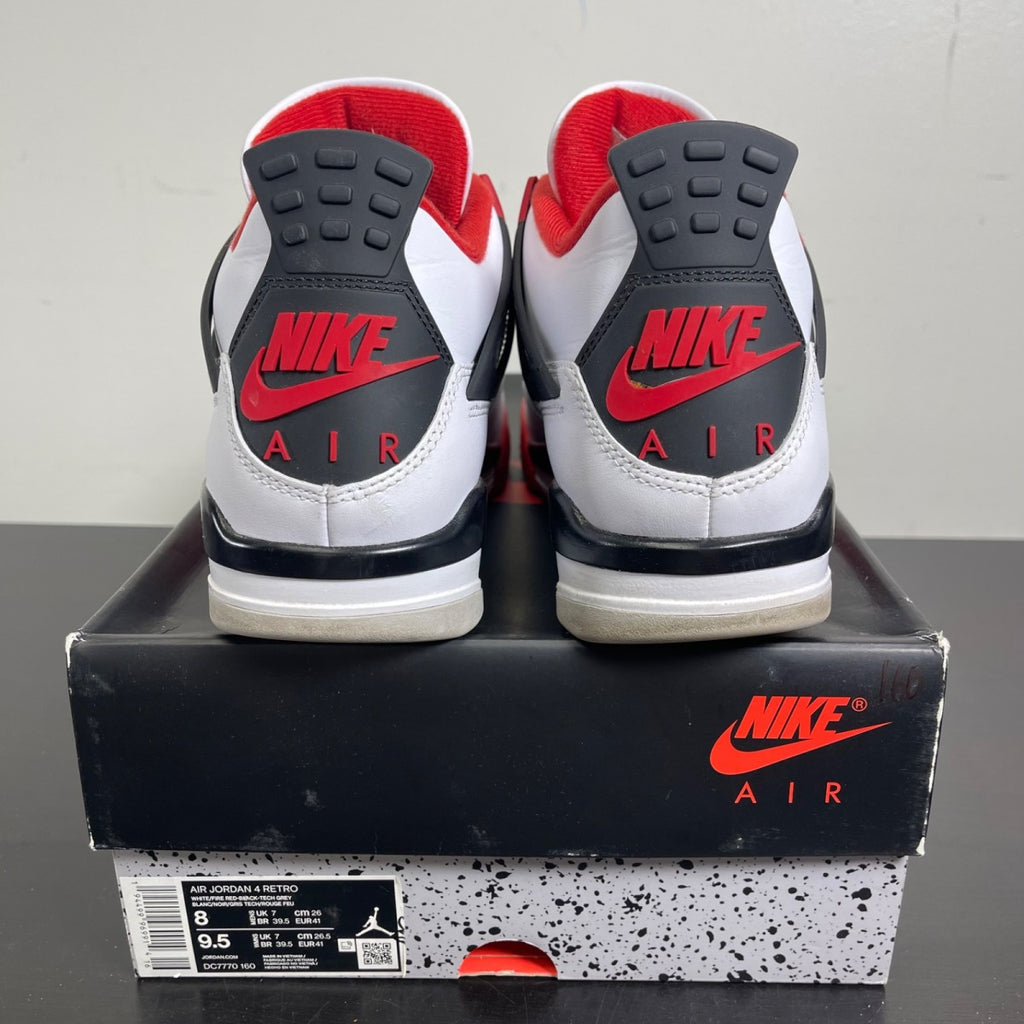 Jordan 4 Retro Fire Red (2020) 8 (Moderately Worn Pre-Owned)JordanWhite/Black-Tech Grey-Fire Red - Image 4