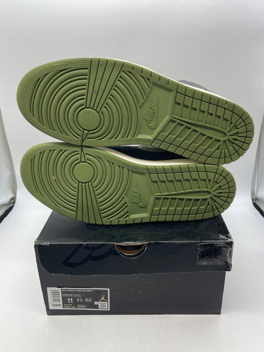 Jordan 1 Mid SE Craft Anthracite Light Olive 11 (Moderately Worn Pre-Owned)JordanAnthracite/Black/Bright Mandarin/Sky J Light Olive - Image 7