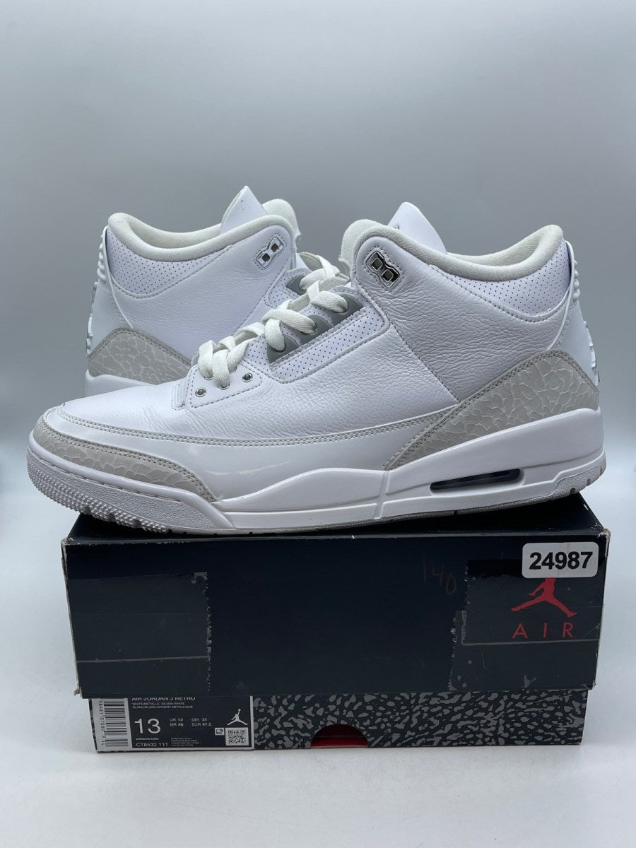 Jordan 3 Retro Pure Money (2025) 13 (Moderately Worn Pre-Owned)JordanWhite/White/Metallic Silver - Image 1