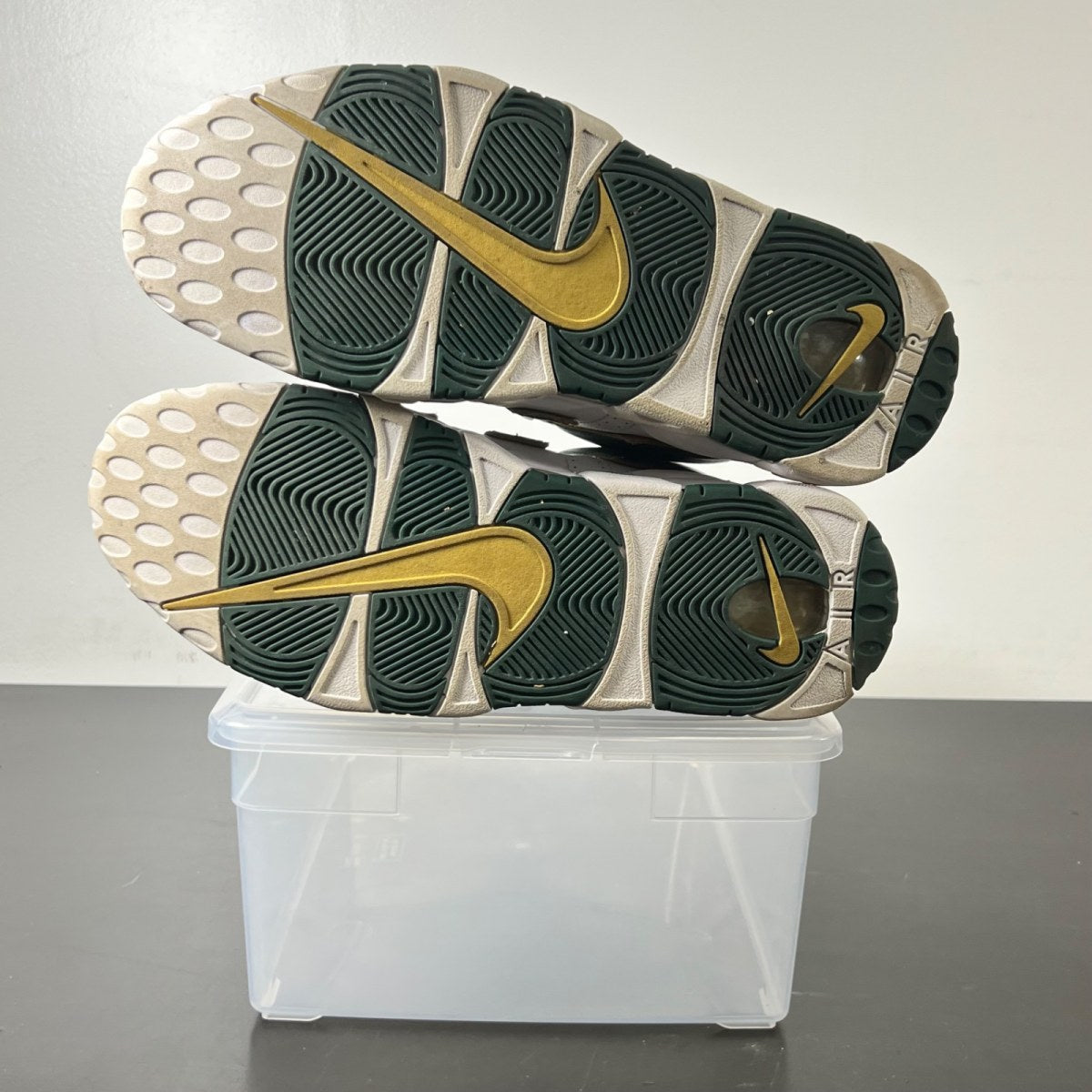 Nike Air More Uptempo Atlanta 12 (Heavily Worn Pre-Owned)NikeWhite/Gorge Green-Metallic Gold - Image 3