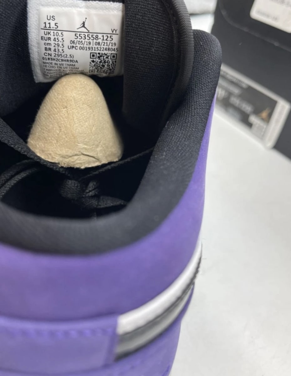Jordan 1 Low Court Purple 11.5 (Lightly Worn Pre-Owned)JordanWhite/Black-Court Purple - Image 8