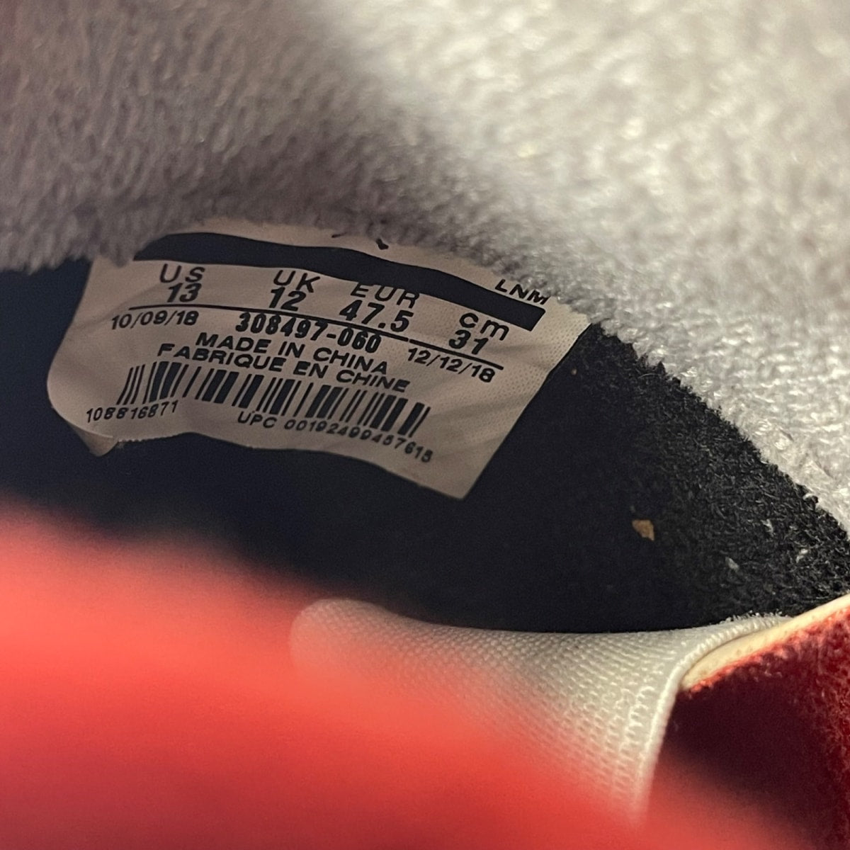Jordan 4 Retro Bred (2019) 13 (Moderately Worn Pre-Owned)JordanBlack/Fire Red-Cement Grey-Summit White - Image 6