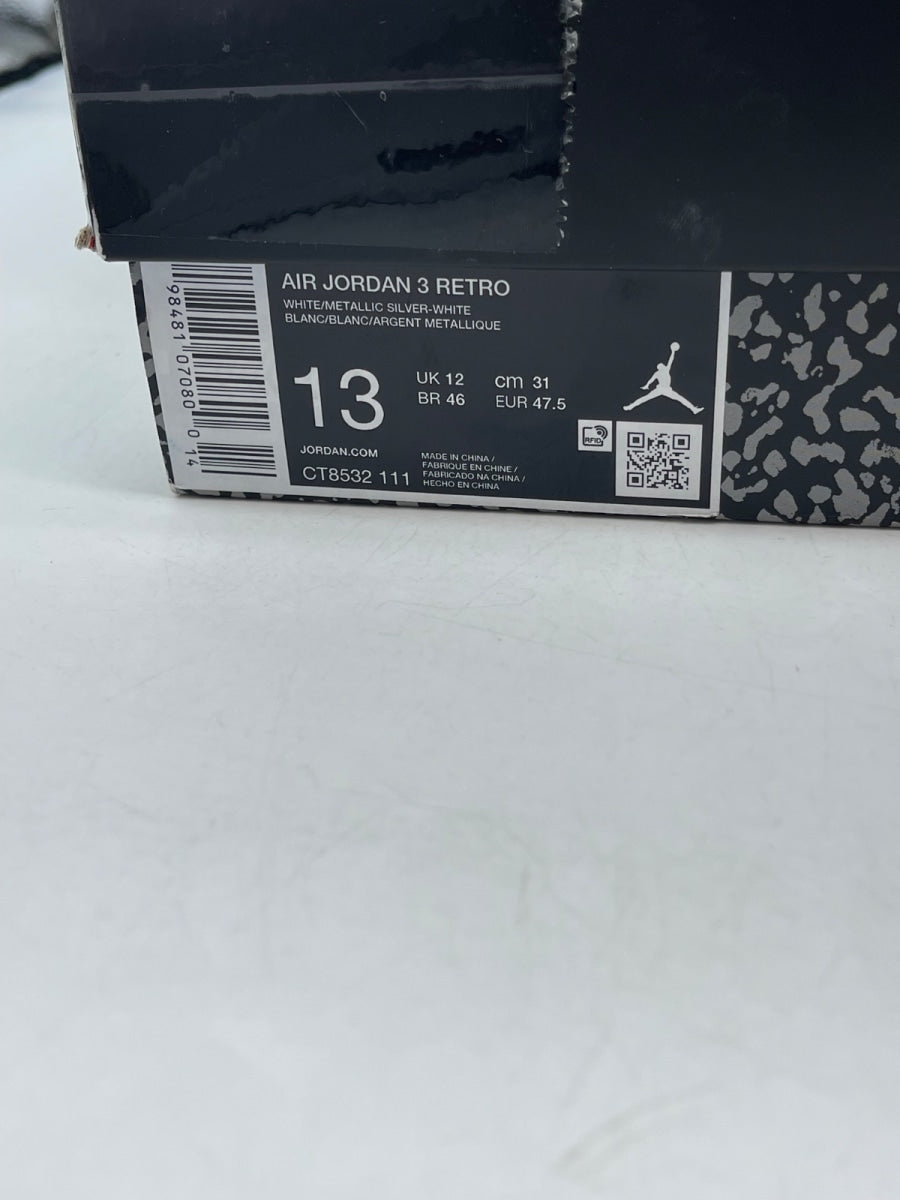 Jordan 3 Retro Pure Money (2025) 13 (Moderately Worn Pre-Owned)JordanWhite/White/Metallic Silver - Image 9
