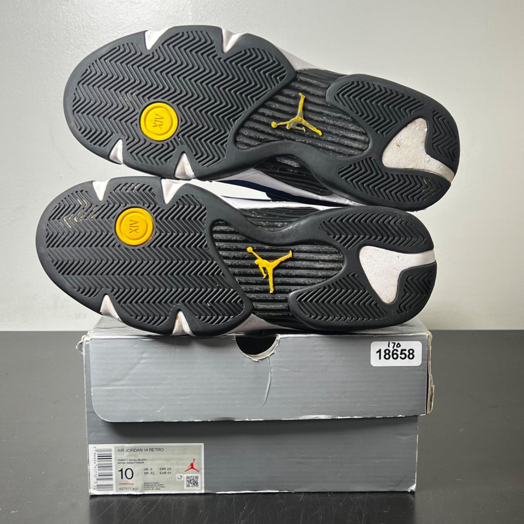 Jordan 14 Retro Laney (2023) 10 (Moderately Worn Pre-Owned)JordanVarsity Royal/Black-Varsity Maize-White - Image 5