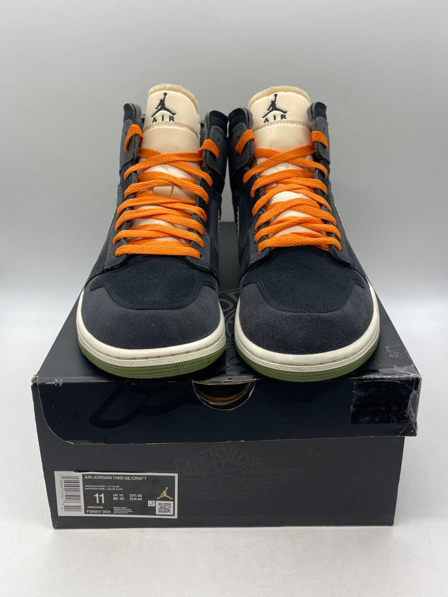 Jordan 1 Mid SE Craft Anthracite Light Olive 11 (Moderately Worn Pre-Owned)JordanAnthracite/Black/Bright Mandarin/Sky J Light Olive - Image 2