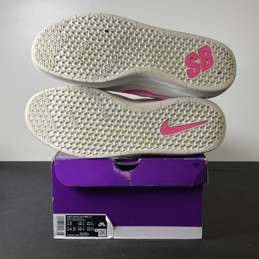 Nike SB Nyjah Free 2 Summit White Pink Blast Racer Blue (Size 13) - aux