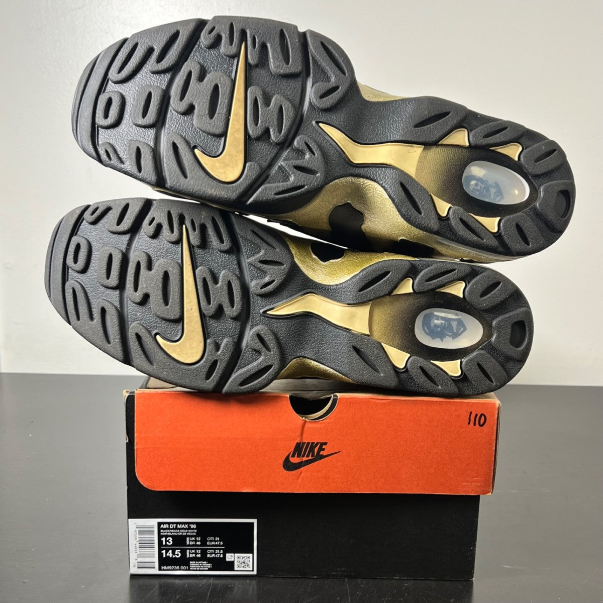 Nike Air DT Max '96 Black Vegas Gold 13 (Moderately Worn Pre-Owned)NikeBlack/Vegas Gold-White - Image 6