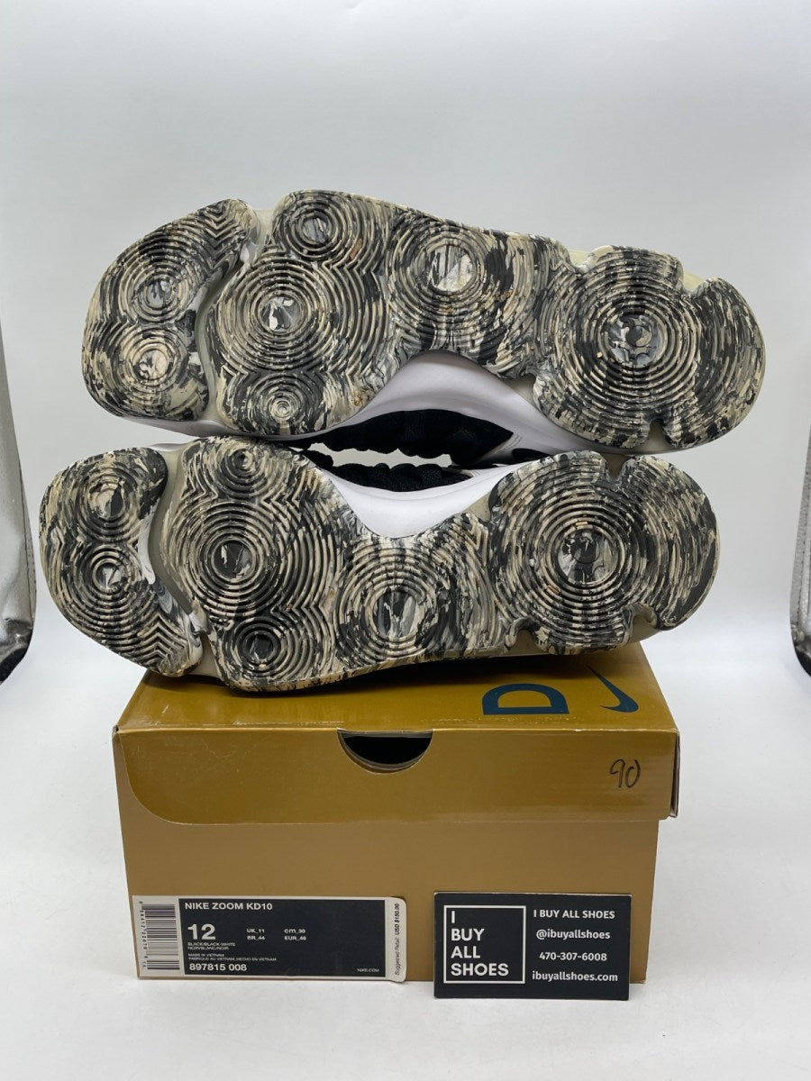 Nike KD 10 Black White 12 (Moderately Worn Pre-Owned) - Image 7
