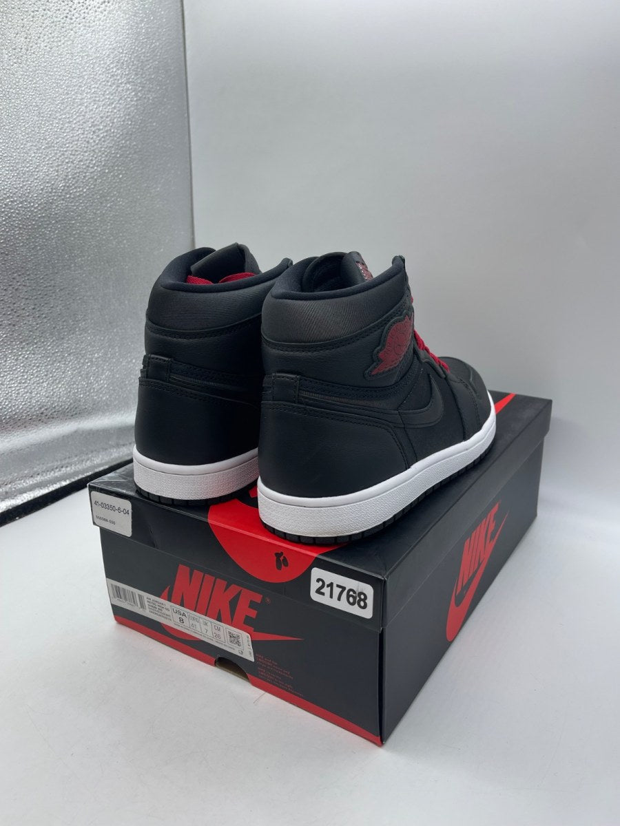 Jordan 1 Retro High Black Satin Gym Red 8 (Moderately Worn Pre-Owned)JordanBlack/Gym Red-Black-White - Image 5