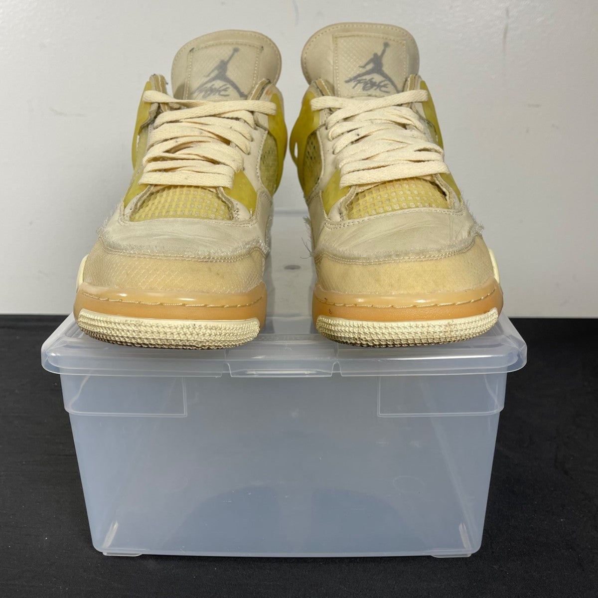 Jordan 4 Retro Off-White Sail (Women's) 11W (Moderately Worn Pre-Owned)JordanSail/Muslin-White-Black - Image 2