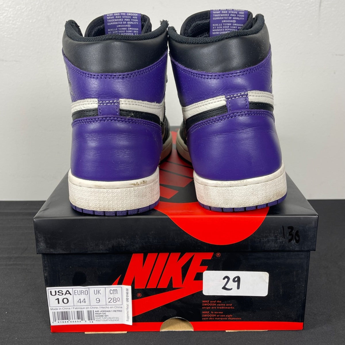 Jordan 1 Retro High Court Purple 10 (Moderately Worn Pre-Owned)JordanCourt Purple/Black-Sail - Image 4