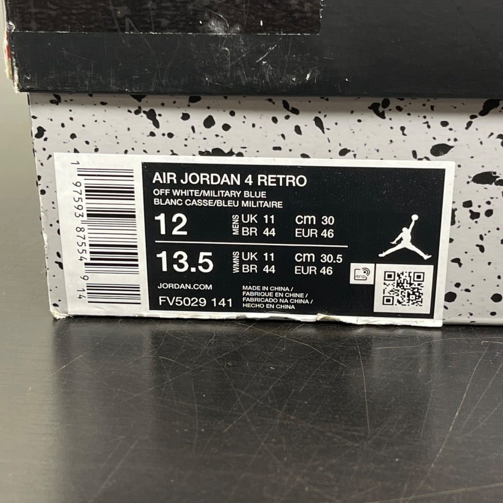 Jordan 4 Retro Military Blue (2024) 12 (Moderately Worn Pre-Owned)JordanOff-White/Military Blue/Neutral Grey - Image 7
