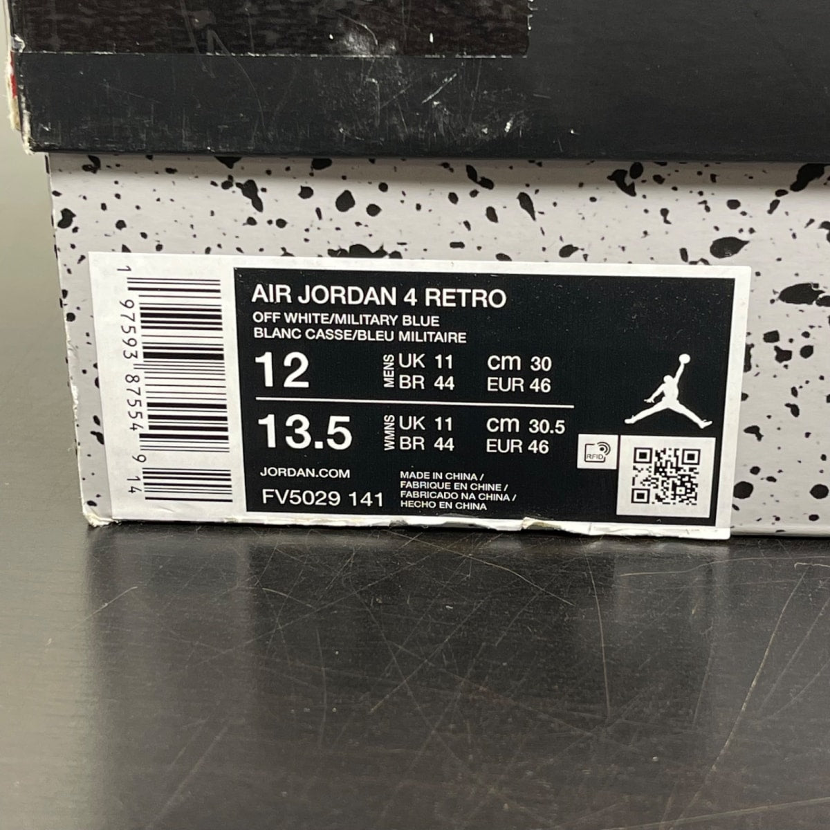 Jordan 4 Retro Military Blue (2024) 12 (Moderately Worn Pre-Owned)JordanOff-White/Military Blue/Neutral Grey - Image 7