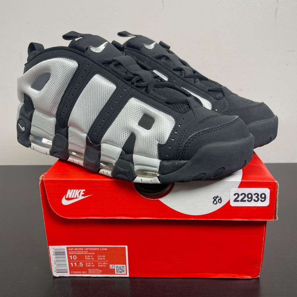 Nike Air More Uptempo Low Black Photon Dust 10 (Moderately Worn Pre-Owned)NikeBlack/Metallic Silver/Photon Dust - Image 1