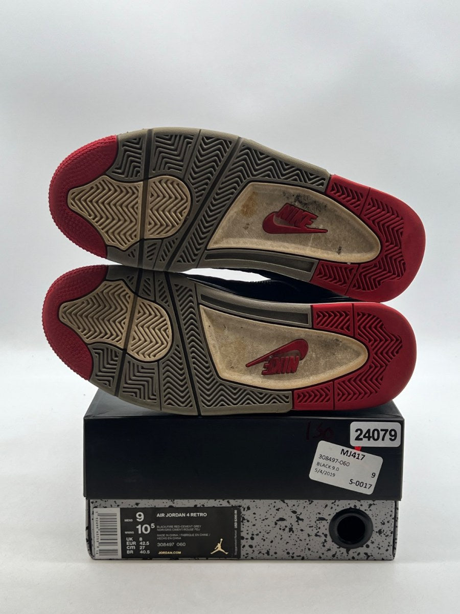Jordan 4 Retro Bred (2019) 9 (Moderately Worn Pre-Owned)JordanBlack/Fire Red-Cement Grey-Summit White - Image 8