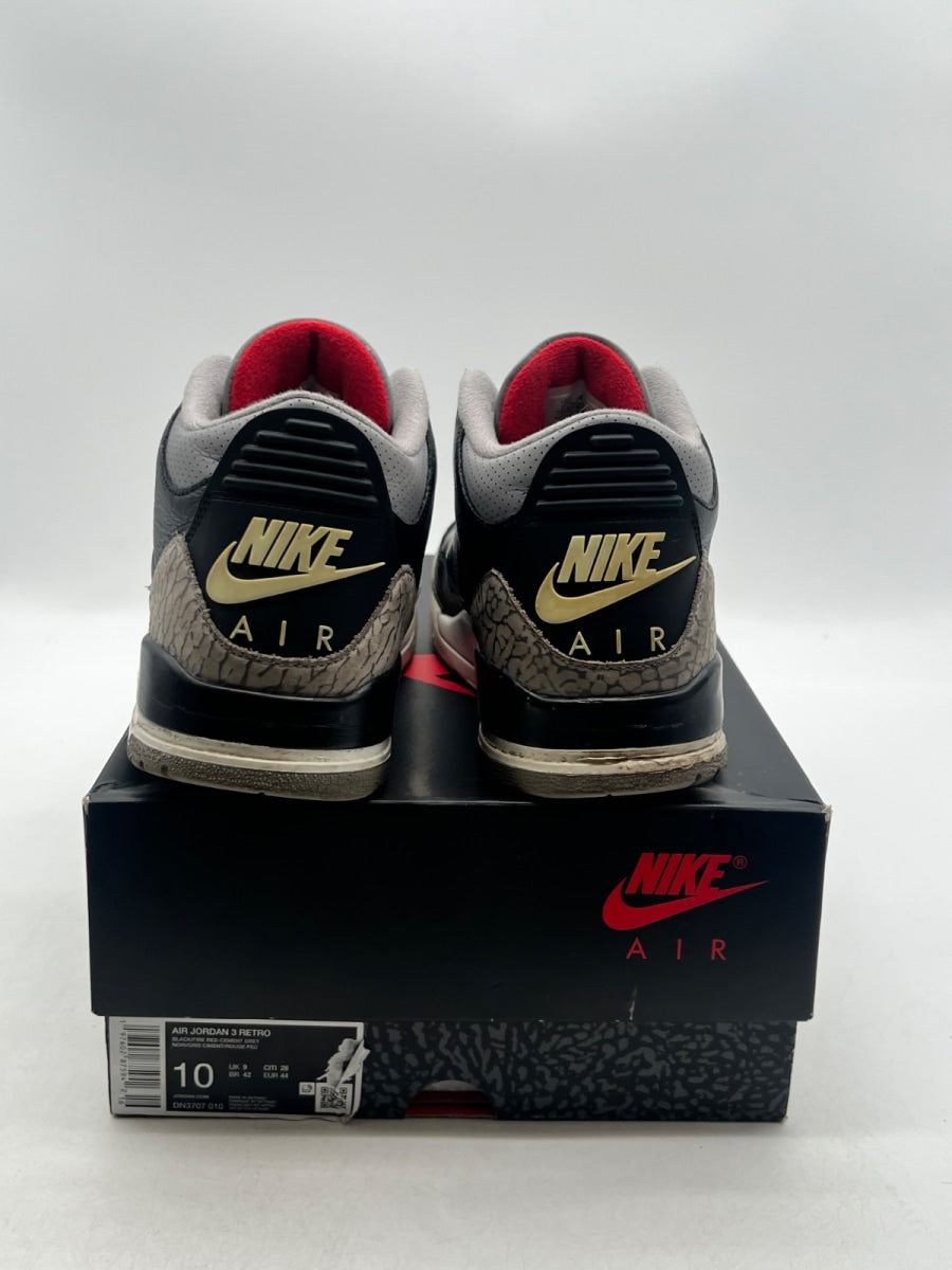 Jordan 3 Retro OG Black Cement (2024) 10 (Heavily Worn Pre-Owned)JordanBlack/Fire Red/Cement Grey/Sail - Image 3