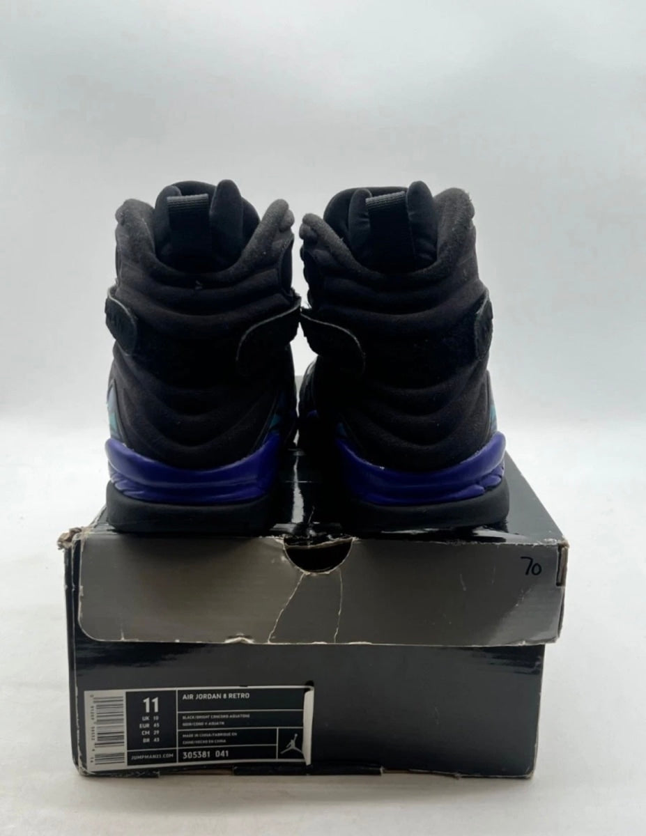 Jordan 8 Retro Aqua (2007) 11 (Heavily Worn Pre-Owned)JordanBlack/Bright Concord-Aqua Tone - Image 3
