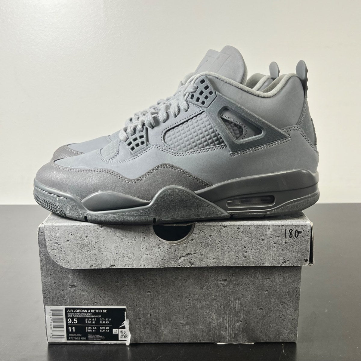 Jordan 4 Retro SE Paris Olympics Wet Cement 9.5 (Lightly Worn Pre-Owned)JordanSmoke Grey/Iron Grey/Cement Grey/Particle Grey - Image 3