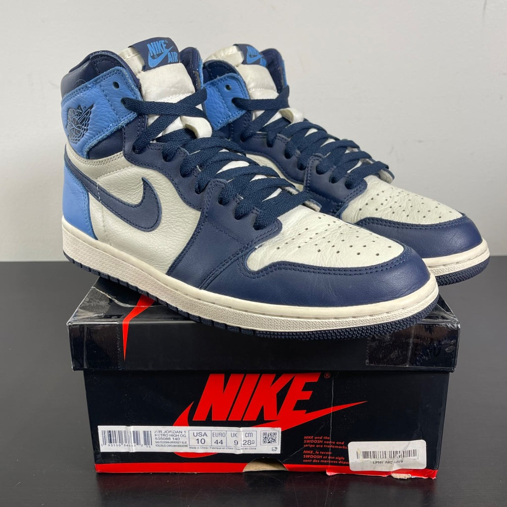 Jordan 1 Retro High Obsidian 10 (Moderately Worn Pre-Owned)JordanSail/Obsidian-University Blue - Image 1