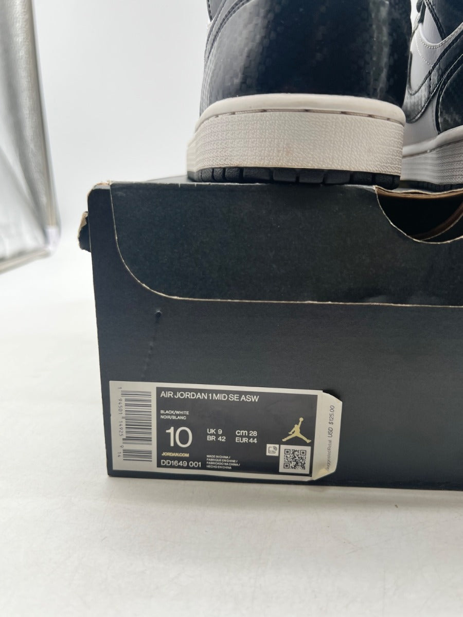 Jordan 1 Mid Carbon Fiber 10 (Moderately Worn Pre-Owned)JordanBlack/White-Black - Image 4