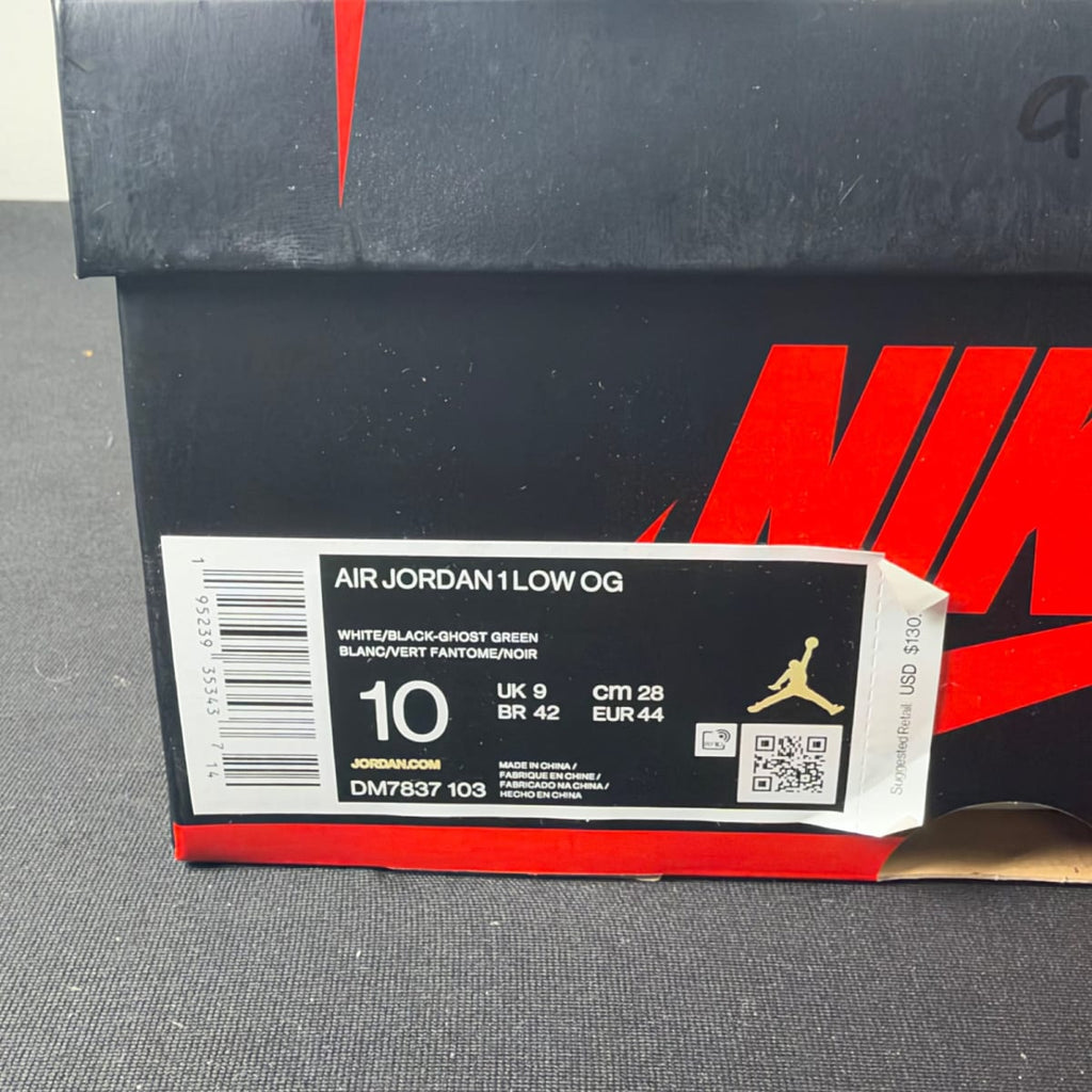 Jordan 1 Retro Low White Ghost Green Black (Size 10) - aux