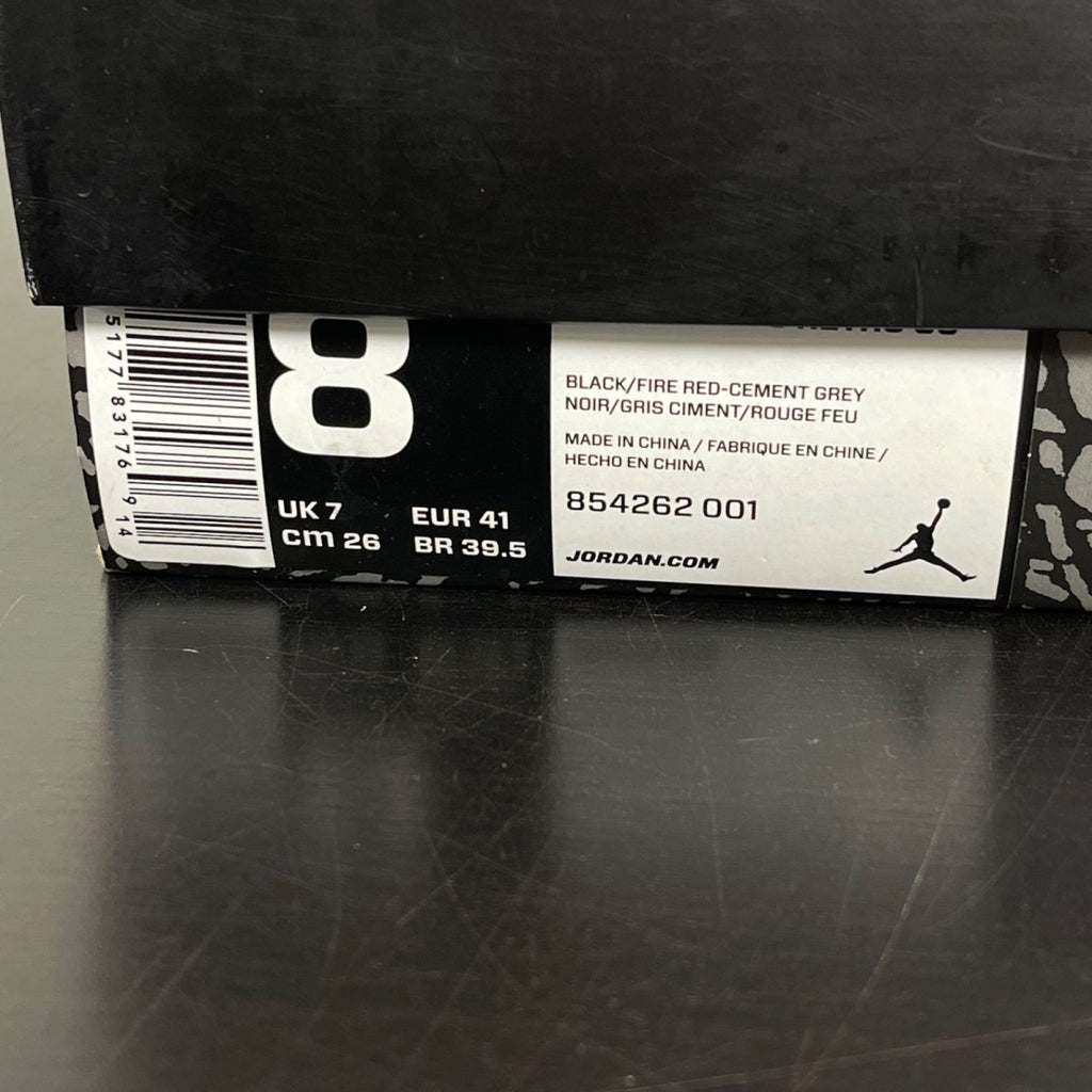 Jordan 3 Retro Black Cement (2018) 8 (Moderately Worn Pre-Owned)JordanBlack/Fire Red-Cement Grey-White - Image 7