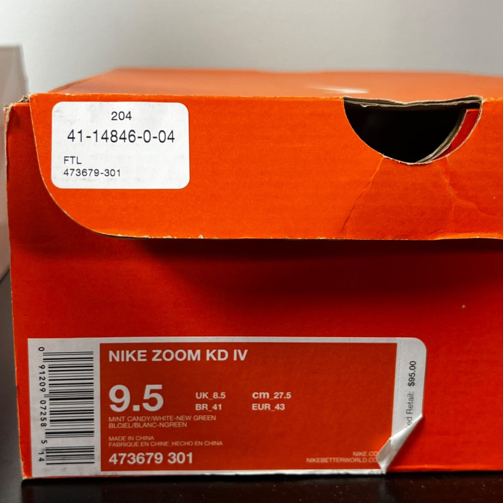Nike KD 4 Easter 9.5 (Lightly Worn Pre-Owned)NikeMint Candy/White-New Green - Image 7