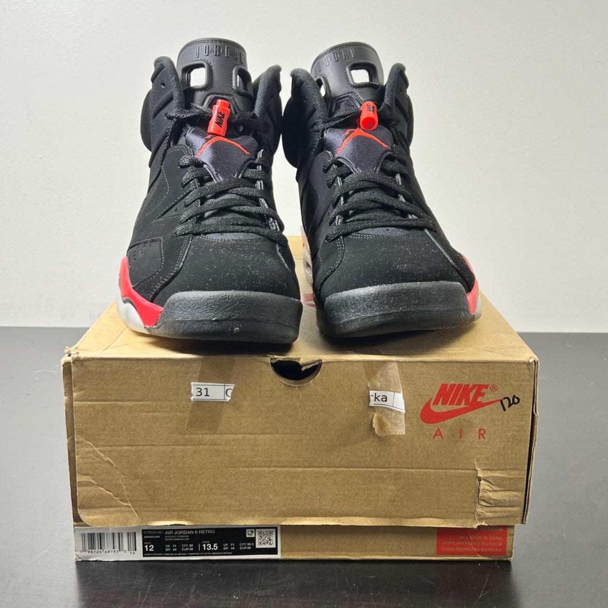 Jordan 6 Retro Infrared Salesman 12 (Lightly Worn Pre-Owned)JordanBlack/Infrared - Image 2