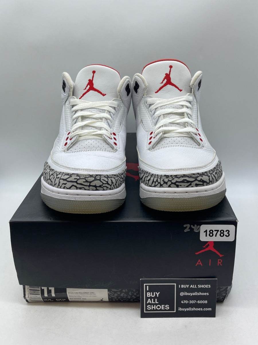 Jordan 3 Retro Free Throw Line White Cement 11 (Heavily Worn Pre-Owned) - Image 2