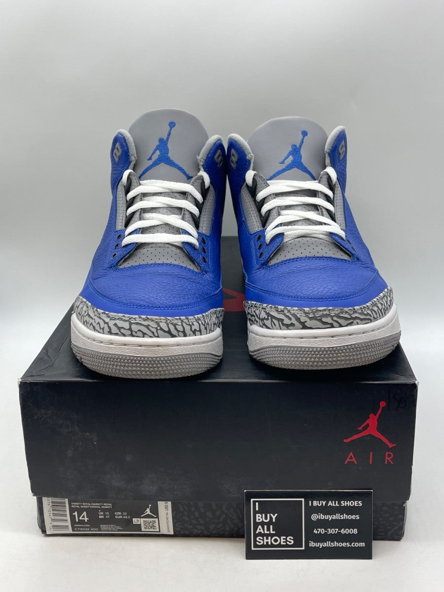 Jordan 3 Retro Varsity Royal Cement 14 (Moderately Worn Pre-Owned) - Image 2