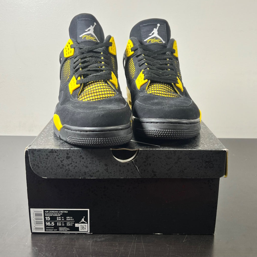 Jordan 4 Retro Thunder (2023) 15 (Lightly Worn Pre-Owned)JordanBlack/Tour Yellow - Image 2