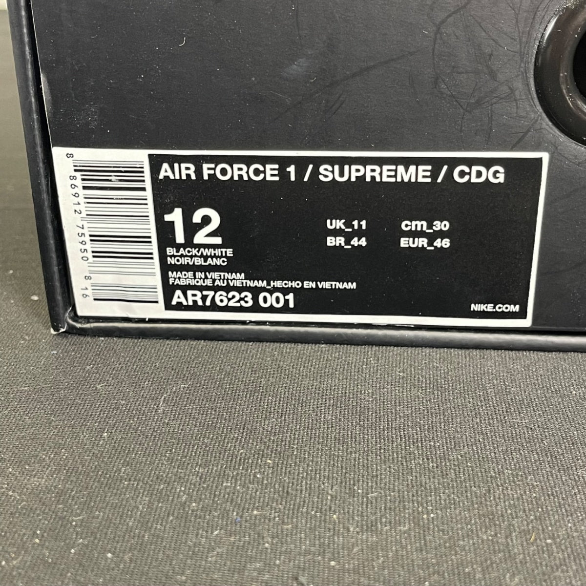 Nike Air Force 1 Low Supreme x Comme des Garçons (2018) 12 (Moderately Worn Pre-Owned)NikeBlack/White - Image 7
