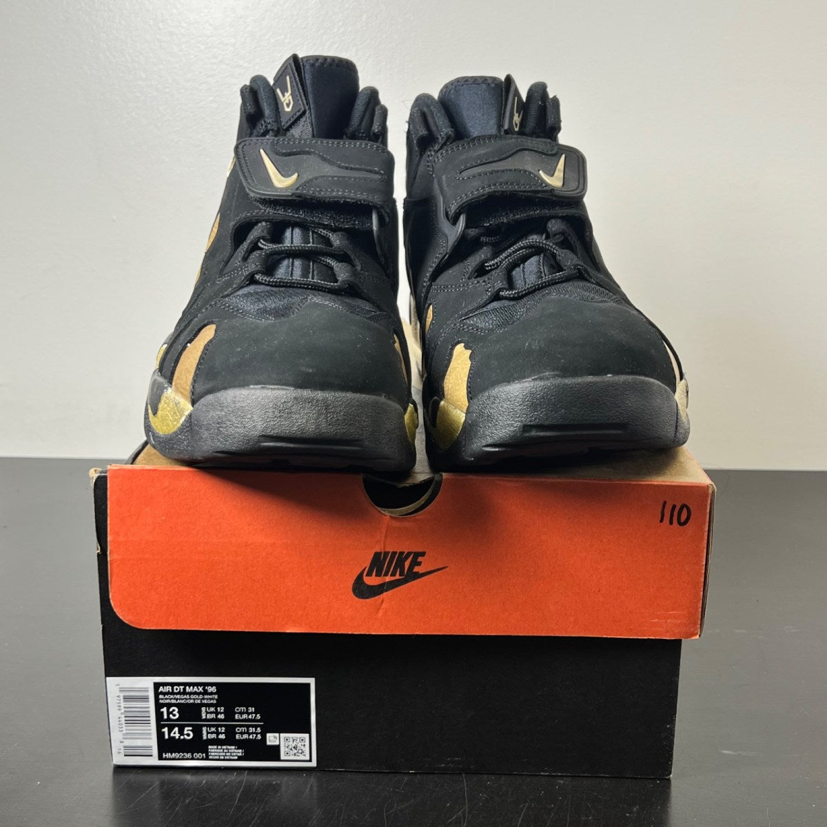 Nike Air DT Max '96 Black Vegas Gold 13 (Moderately Worn Pre-Owned)NikeBlack/Vegas Gold-White - Image 2