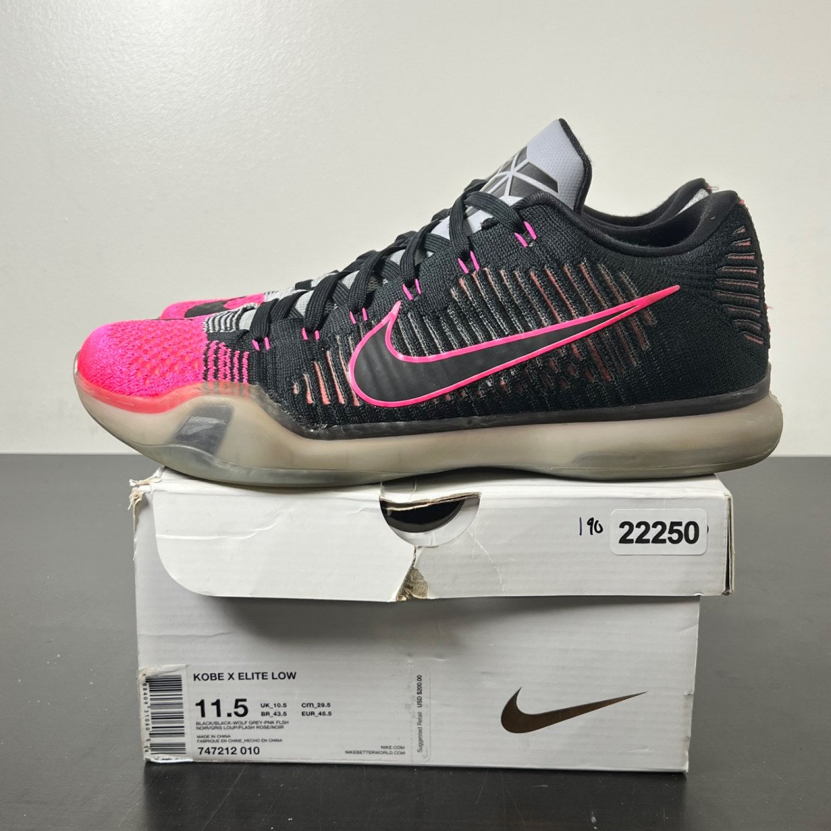 Nike Kobe 10 Elite Mambacurial 11.5 (Moderately Worn Pre-Owned)NikeBlack/Black-Wolf Grey-Pink Flash - Image 3