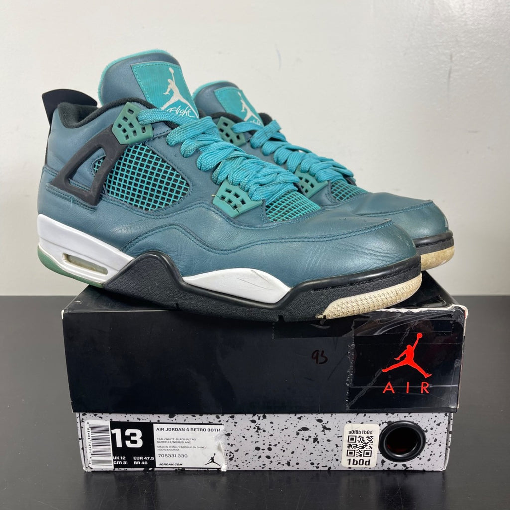 Jordan 4 Retro Teal 13 (Moderately Worn Pre-Owned)JordanTeal/White-Black-Retro - Image 1